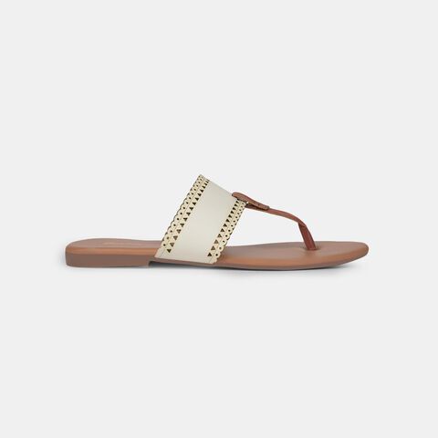 Bata White Flat Thongs for Women
